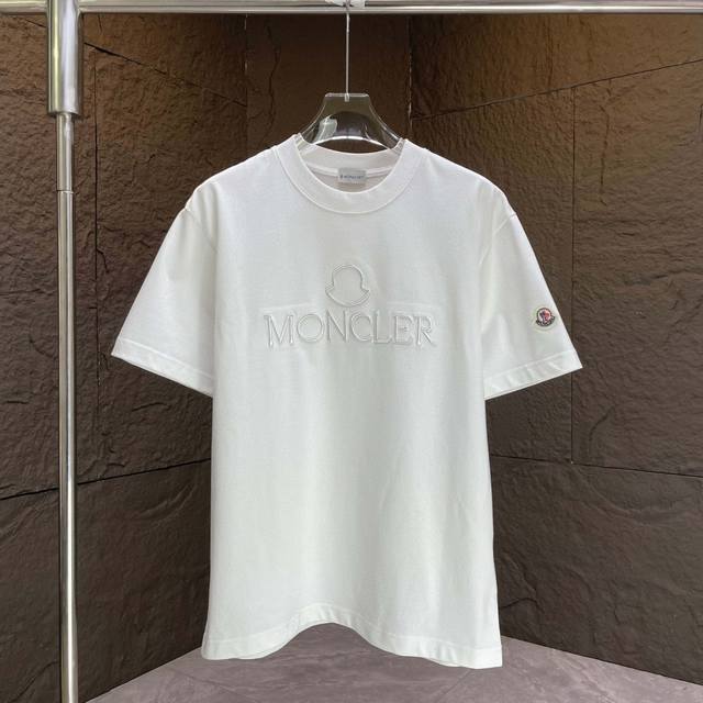 Moncl* 2025 Spring/Summer new short-sleeved T-shirt Heavy cotton letter logo 3D