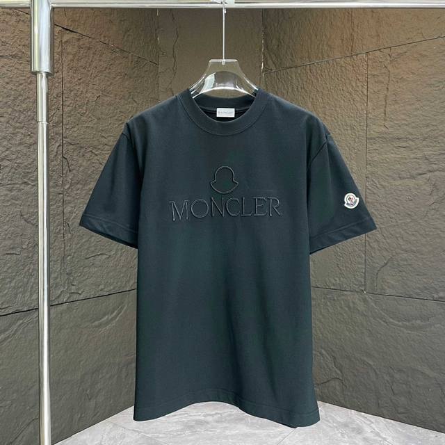 Moncl* 2025 Spring/Summer new short-sleeved T-shirt Heavy cotton letter logo 3D