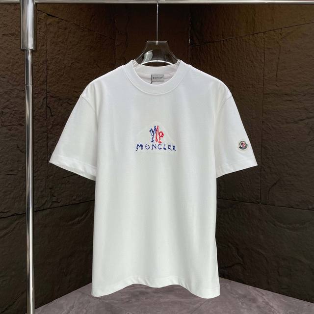 Moncl* 2025 Spring and Summer New Short Sleeve T-shirt Heavy Cotton Letter Logo