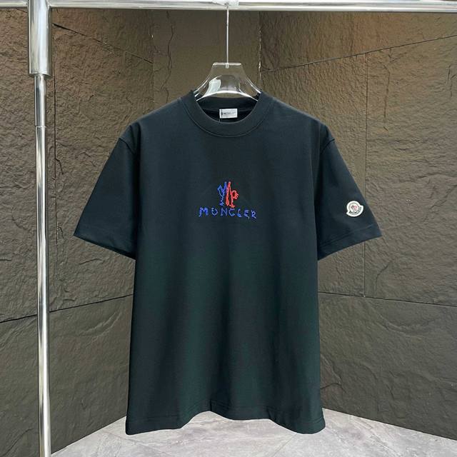 Moncl* 2025 Spring and Summer New Short Sleeve T-shirt Heavy Cotton Letter Logo