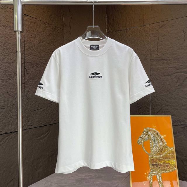 Balenc* Paris* 2025 Spring and Summer New Short Sleeve T-shirt Heavy Cotton Lett