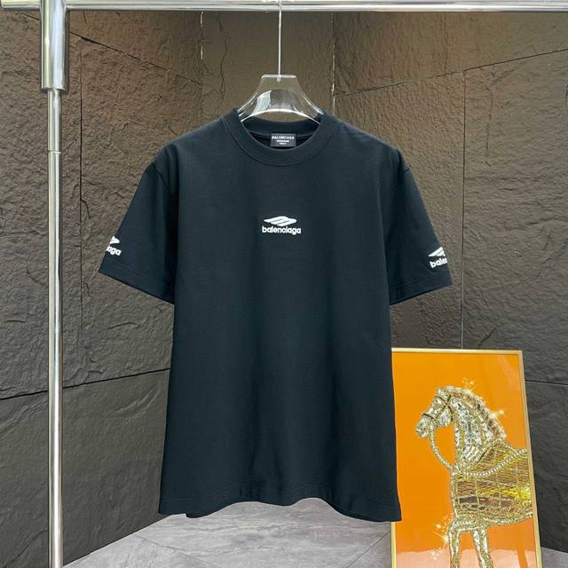 Balenc* Paris* 2025 Spring and Summer New Short Sleeve T-shirt Heavy Cotton Lett