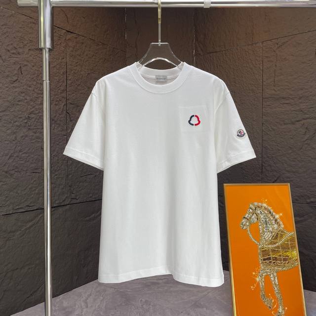 Moncl* 2025 Spring and Summer New Short Sleeve T-shirt Heavy Cotton Letter Logo