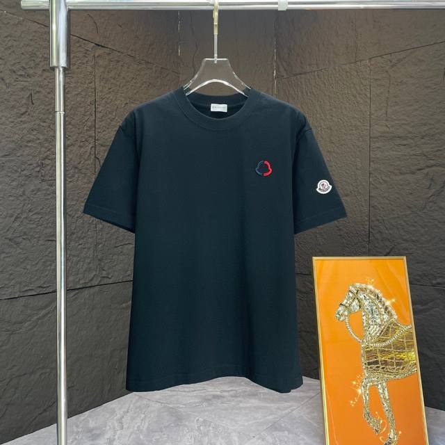 Moncl* 2025 Spring and Summer New Short Sleeve T-shirt Heavy Cotton Letter Logo
