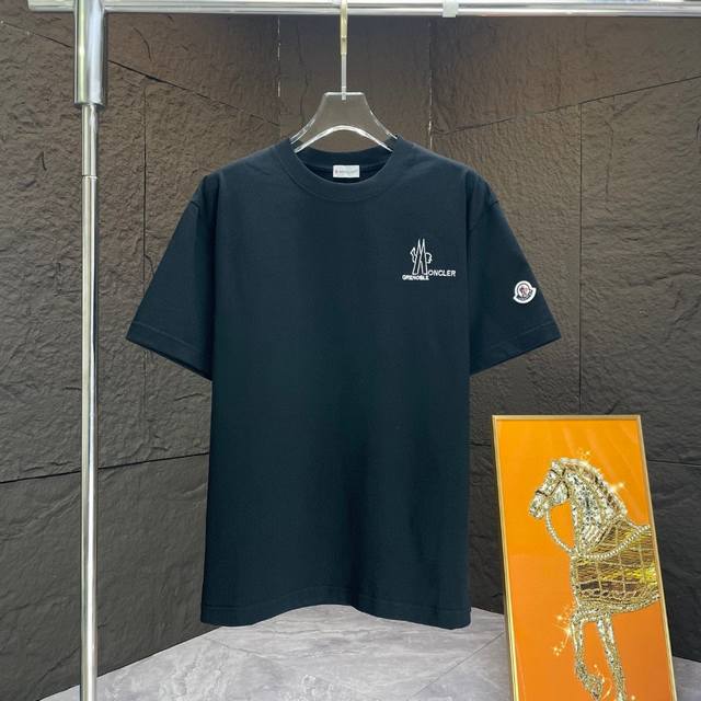 Moncl* 2025 Spring and Summer New Short Sleeve T-shirt Heavy Cotton Letter Logo