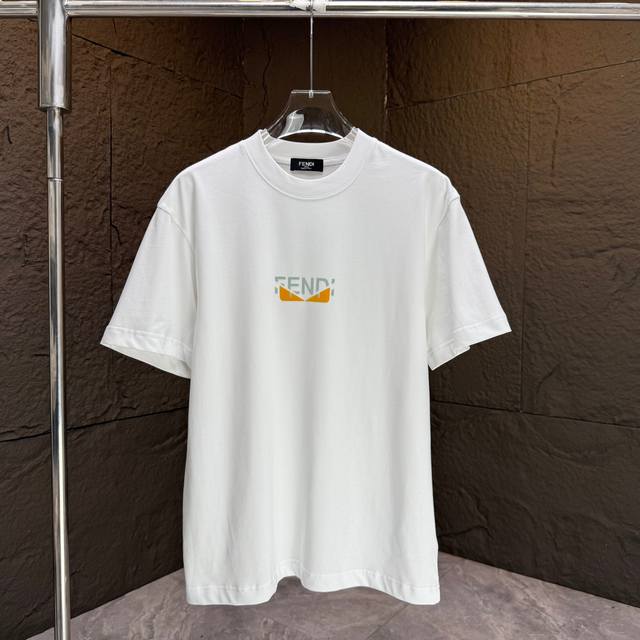 Fend* Fendi* 2025 Spring and Summer New Short Sleeve T-shirt Heavy Cotton Letter