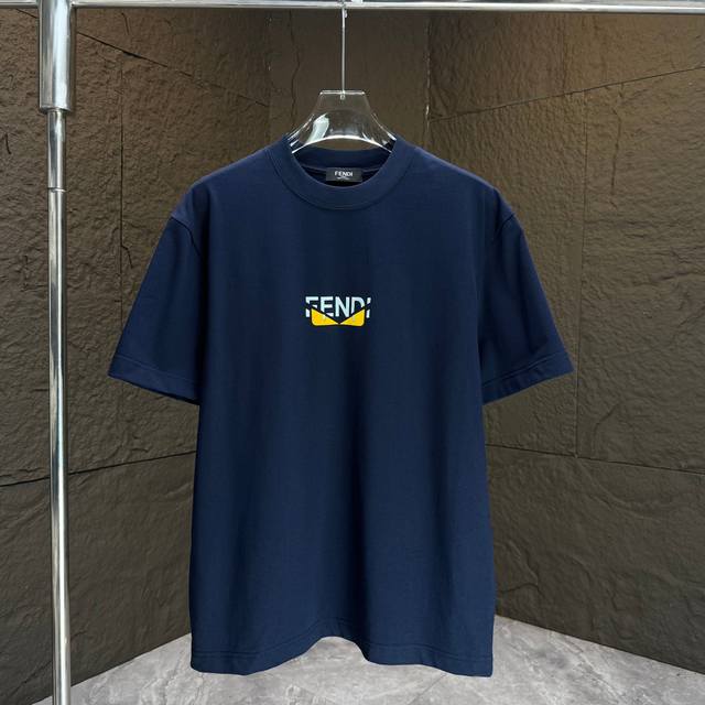 Fend* Fendi* 2025 Spring and Summer New Short Sleeve T-shirt Heavy Cotton Letter