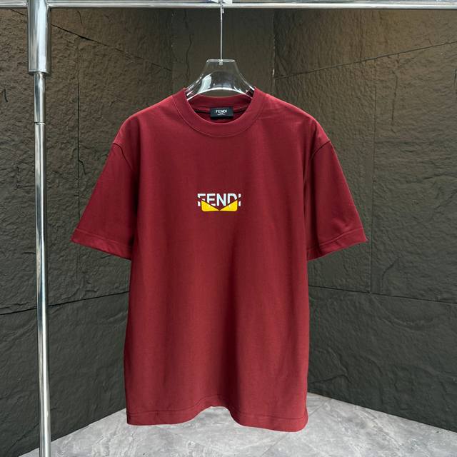 Fend* Fendi* 2025 Spring and Summer New Short Sleeve T-shirt Heavy Cotton Letter