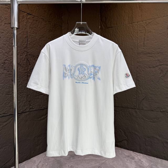 Moncl* 2025 Spring and Summer New Short Sleeve T-shirt Heavy Cotton Letter Logo