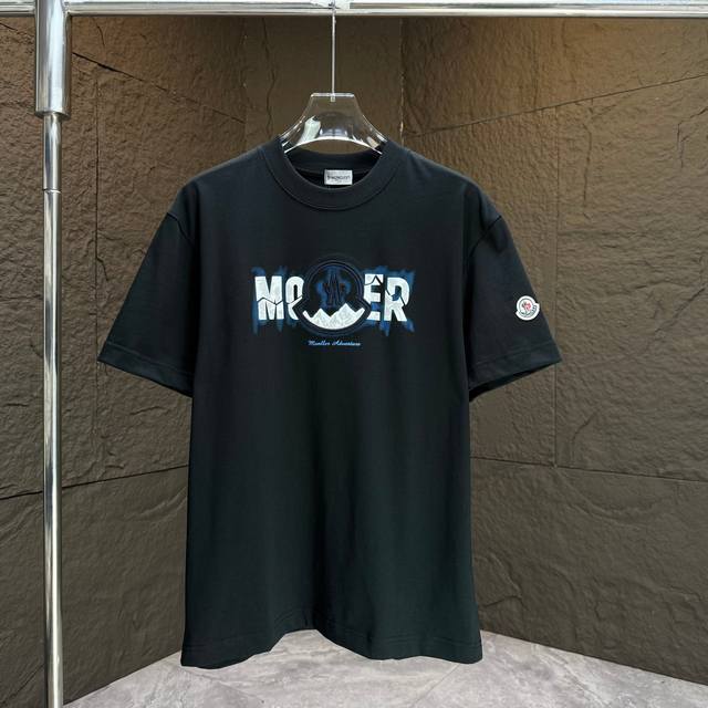 Moncl* 2025 Spring and Summer New Short Sleeve T-shirt Heavy Cotton Letter Logo