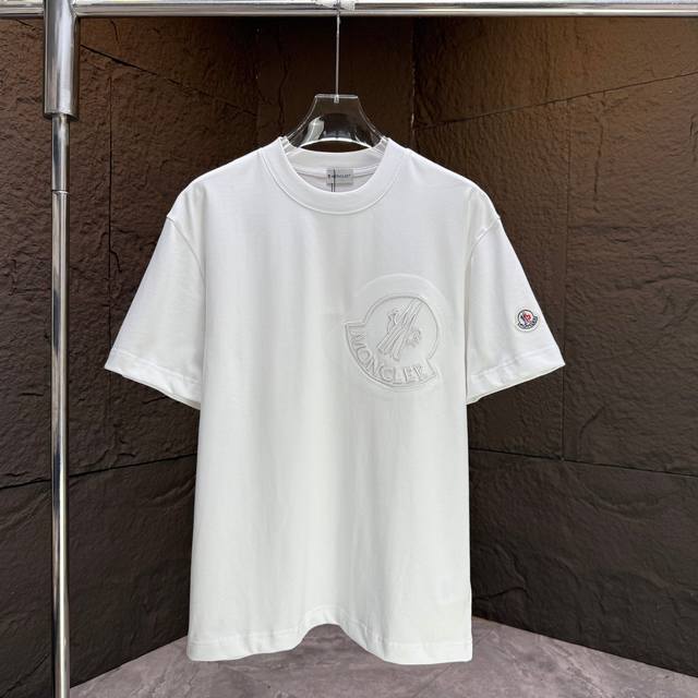 Moncl* 2025 Spring/Summer new short-sleeved T-shirt Heavy cotton letter logo 3D