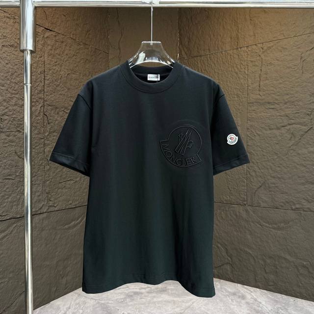 Moncl* 2025 Spring/Summer new short-sleeved T-shirt Heavy cotton letter logo 3D
