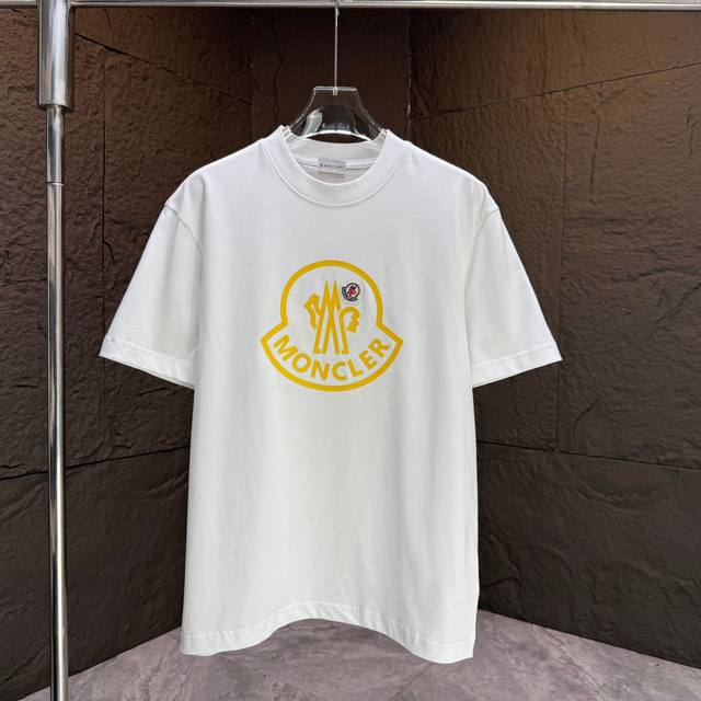 Moncl* 2025 Spring and Summer New Short Sleeve T-shirt Heavy Cotton Letter Logo