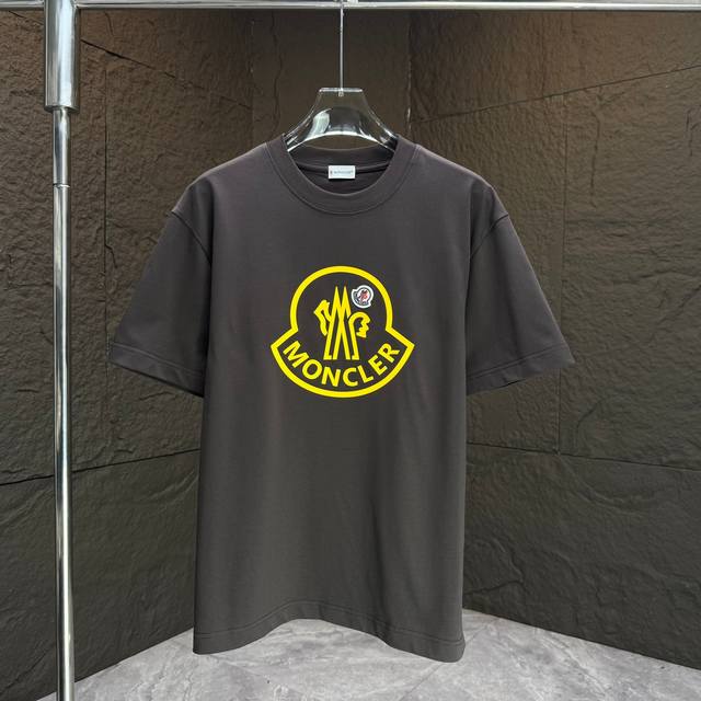 Moncl* 2025 Spring and Summer New Short Sleeve T-shirt Heavy Cotton Letter Logo