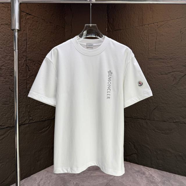 Moncl* 2025 Spring and Summer New Short Sleeve T-shirt Heavy Cotton Letter Logo