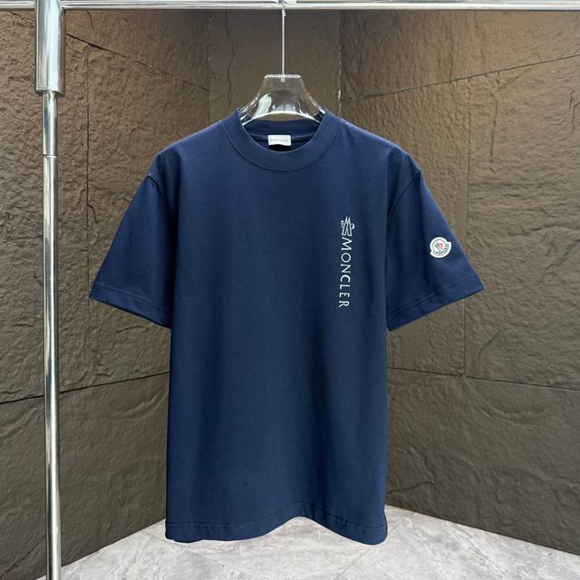 Moncl* 2025 Spring and Summer New Short Sleeve T-shirt Heavy Cotton Letter Logo