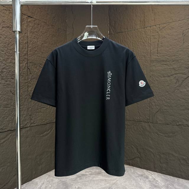 Moncl* 2025 Spring and Summer New Short Sleeve T-shirt Heavy Cotton Letter Logo