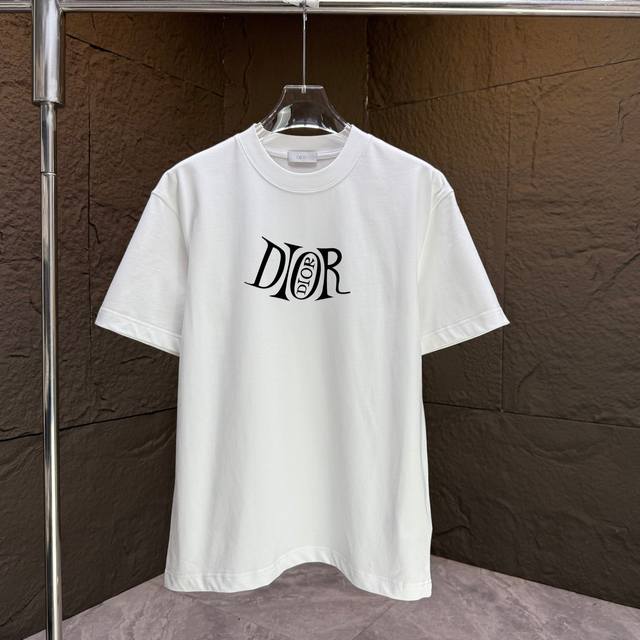 Dio* Dior* 2025 Spring and Summer new short-sleeved T-shirt Heavy cotton letter