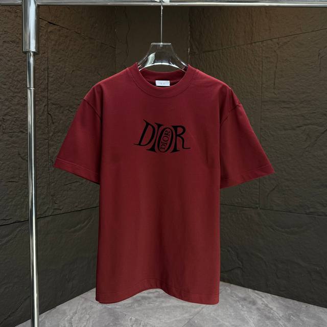 Dio* Dior* 2025 Spring and Summer New Short Sleeve T-shirt Heavy Cotton Letter L