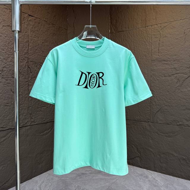 Dio* Dior* 2025 Spring and Summer New Short Sleeve T-shirt Heavy Cotton Letter L