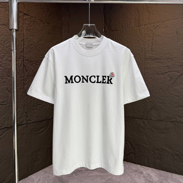Moncl* 2025 Spring and Summer New Short Sleeve T-shirt Heavy Cotton Letter Logo