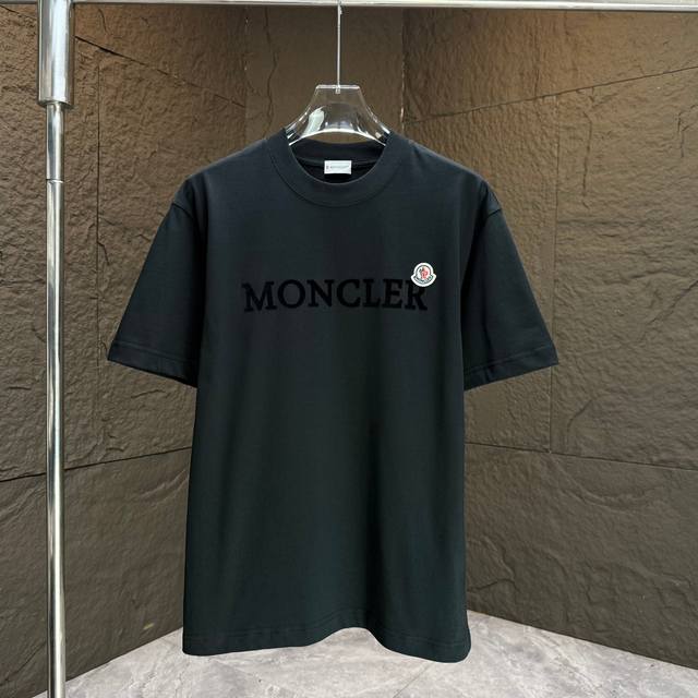 Moncl* 2025 Spring and Summer New Short Sleeve T-shirt Heavy Cotton Letter Logo