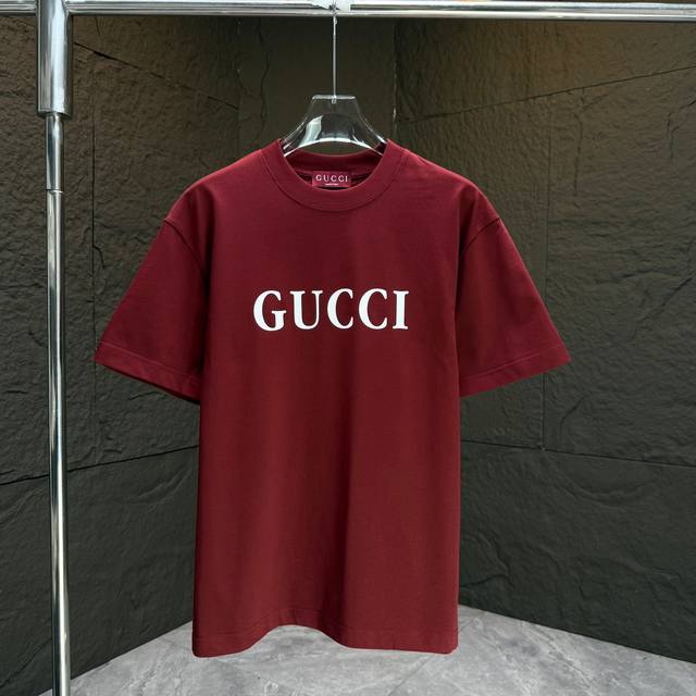 Gucci* 2025 Spring/Summer new short-sleeved T-shirt Heavy cotton letter logo thr