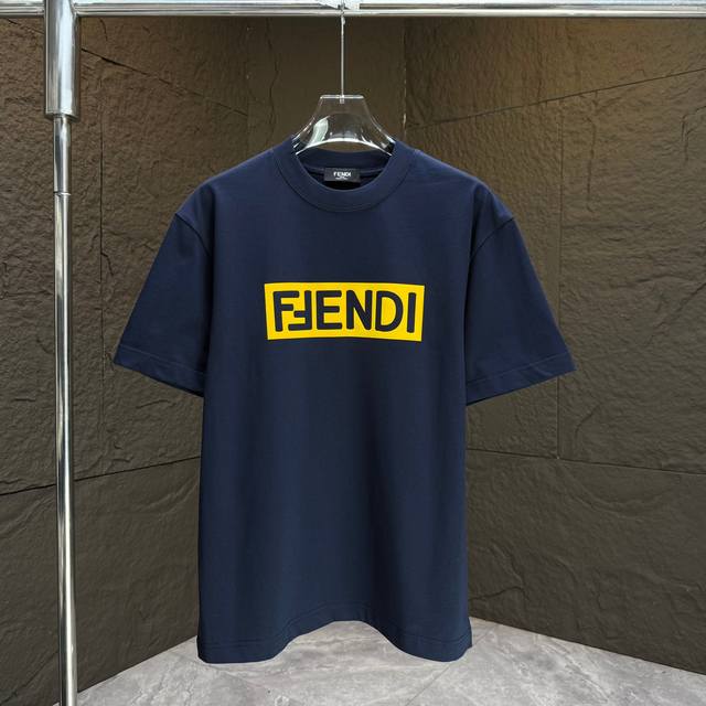 Fend* Fendi* 2025 Spring and Summer New Short Sleeve T-shirt Heavy Cotton Letter
