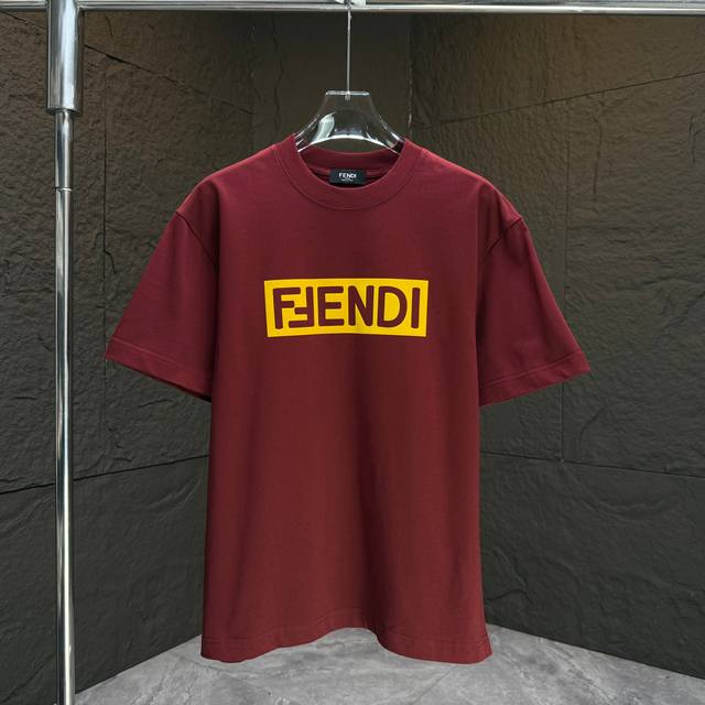 Fend* Fendi* 2025 Spring and Summer New Short Sleeve T-shirt Heavy Cotton Letter