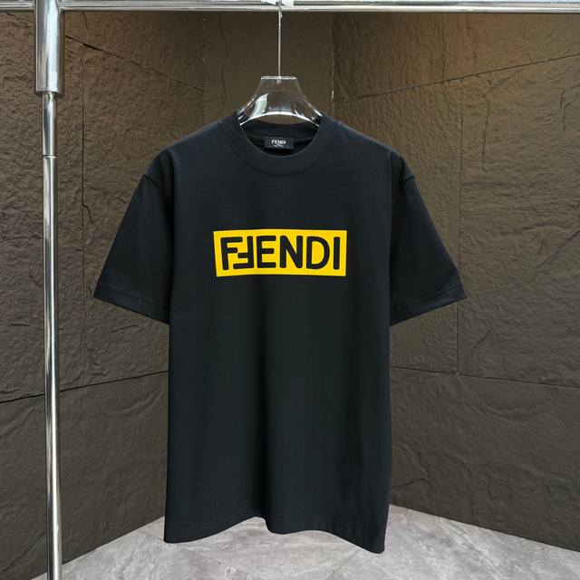 Fend* Fendi* 2025 Spring and Summer New Short Sleeve T-shirt Heavy Cotton Letter