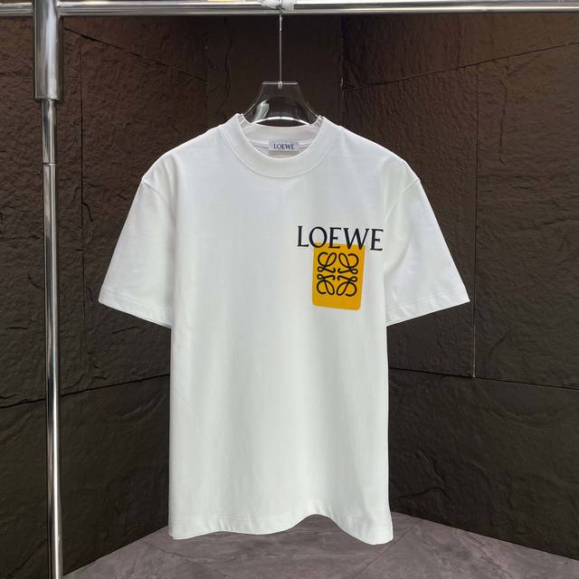 Loew* 2025 Spring/Summer new short-sleeved T-shirt Heavy cotton letter logo floc