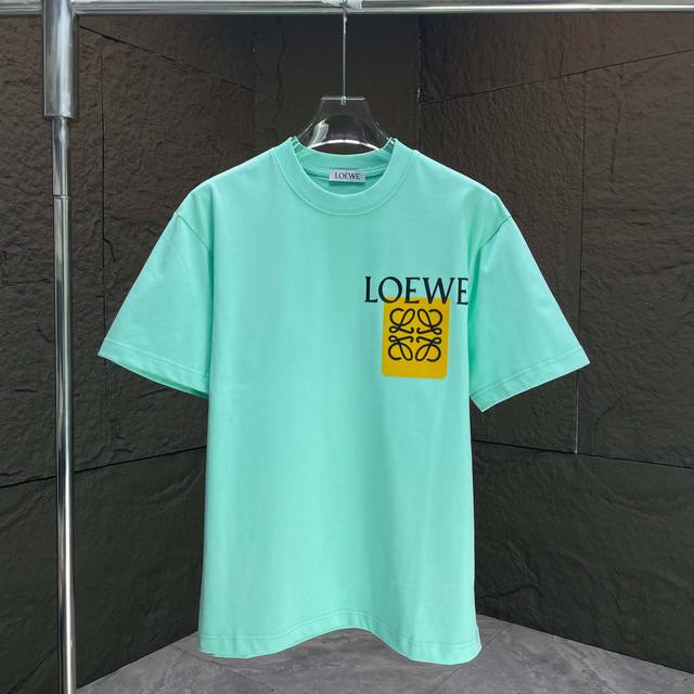 Loew* 2025 Spring/Summer new short-sleeved T-shirt Heavy cotton letter logo floc