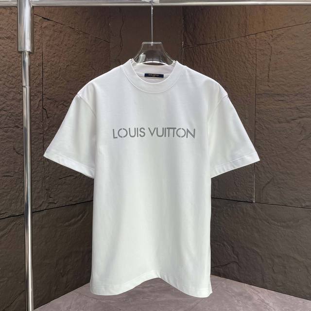 Louis* Lv* 2025 Spring and Summer New Short Sleeve T-shirt Heavy Cotton Letter L