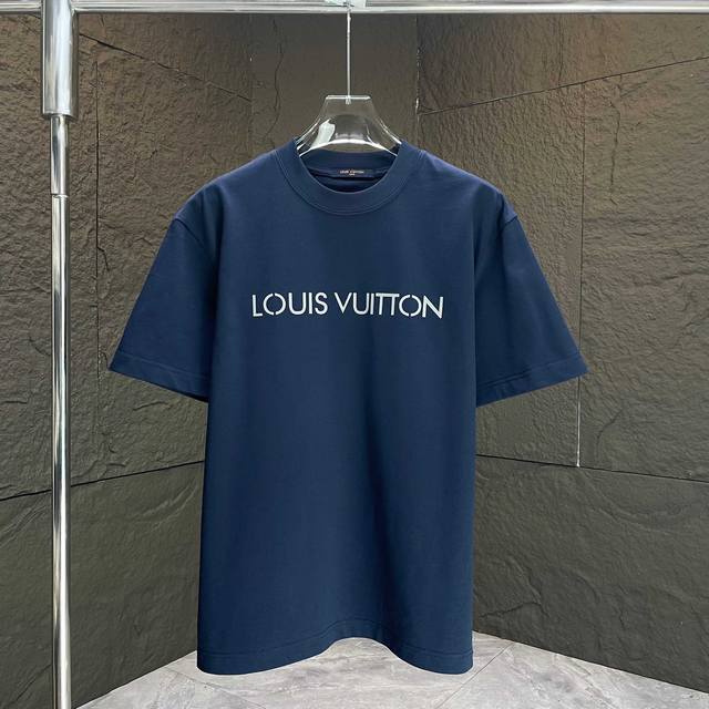 Louis* Lv* 2025 Spring and Summer New Short Sleeve T-shirt Heavy Cotton Letter L