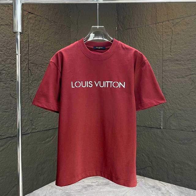 Louis* Lv* 2025 Spring and Summer New Short Sleeve T-shirt Heavy Cotton Letter L