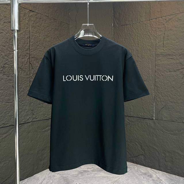 Louis* Lv* 2025 Spring and Summer New Short Sleeve T-shirt Heavy Cotton Letter L