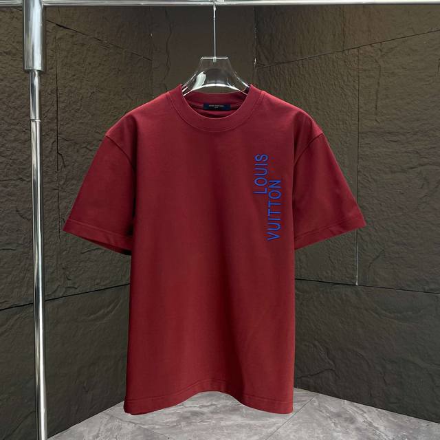 Louis* Lv* 2025 Spring and Summer New Short Sleeve T-shirt Heavy Cotton Letter L