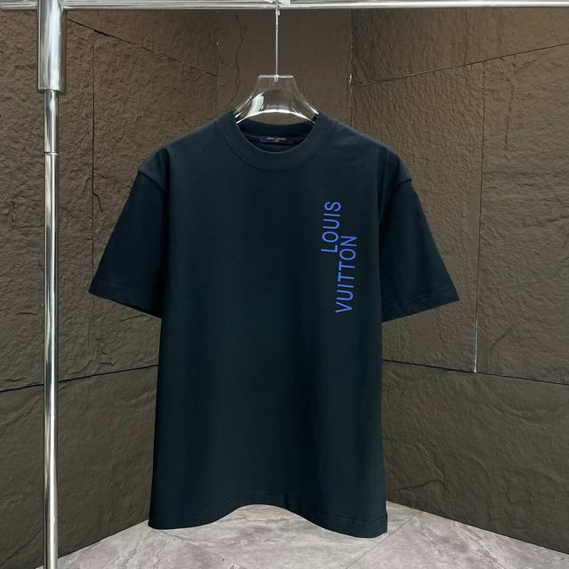 Louis* Lv* 2025 Spring and Summer New Short Sleeve T-shirt Heavy Cotton Letter L