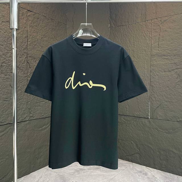 Dio* Dior* 2025 Spring and Summer New Short Sleeve T-shirt Heavy Cotton Letter L