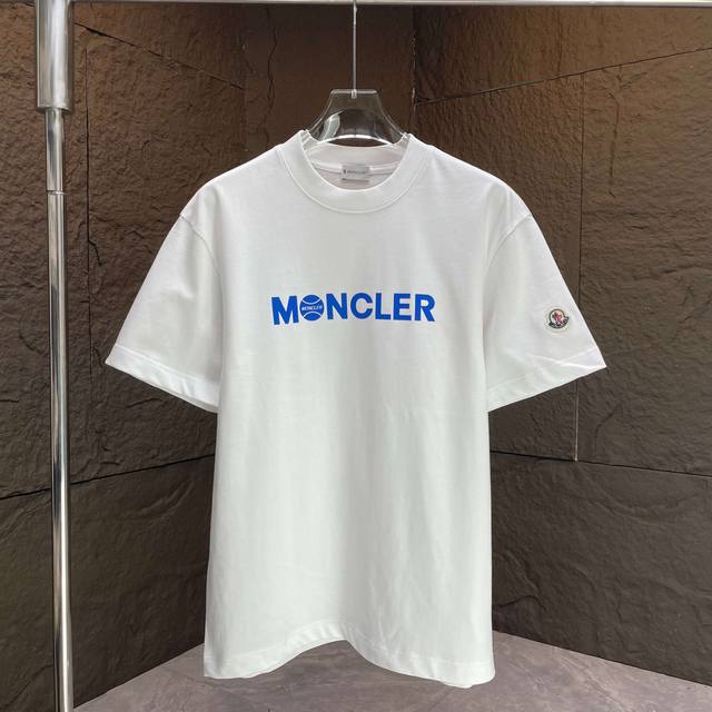 Moncl* 2025 Spring and Summer New Short Sleeve T-shirt Heavy Cotton Letter Logo