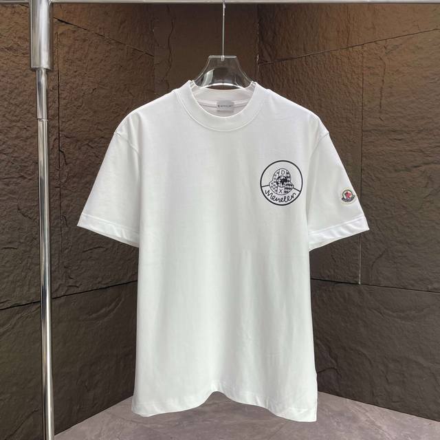 Moncl* 2025 Spring and Summer New Short Sleeve T-shirt Heavy Cotton Letter Logo