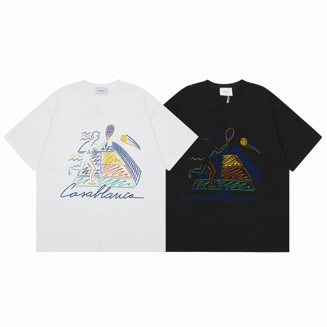 Style C146 Casablanca High Quality Cotton Double Sand Casual Short Sleeve T-shir