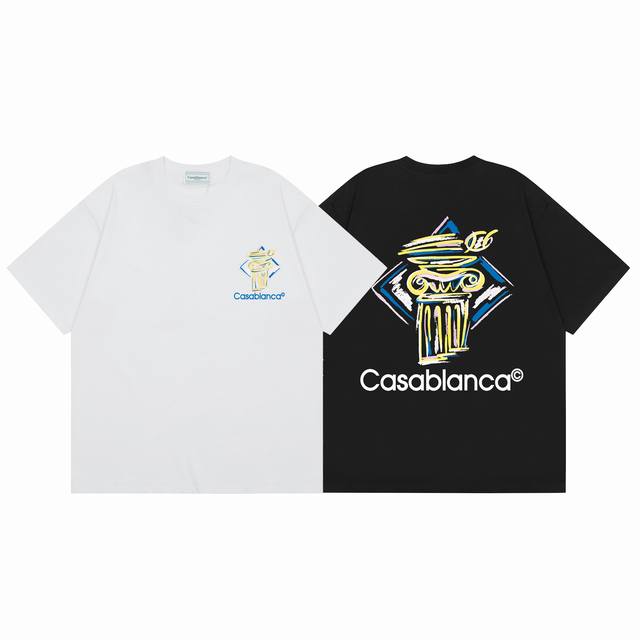 Style C140 Casablanca High Quality Cotton Double Sand Casual Short Sleeve T-shir