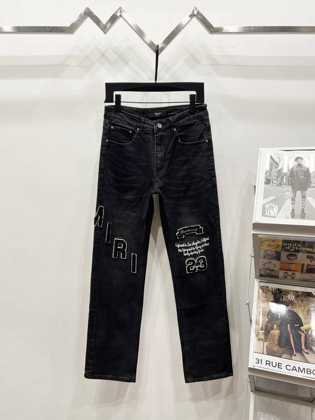 Style: K1110 Amiri & Ami's new jeans, washed, ripped and leather denim trousers,