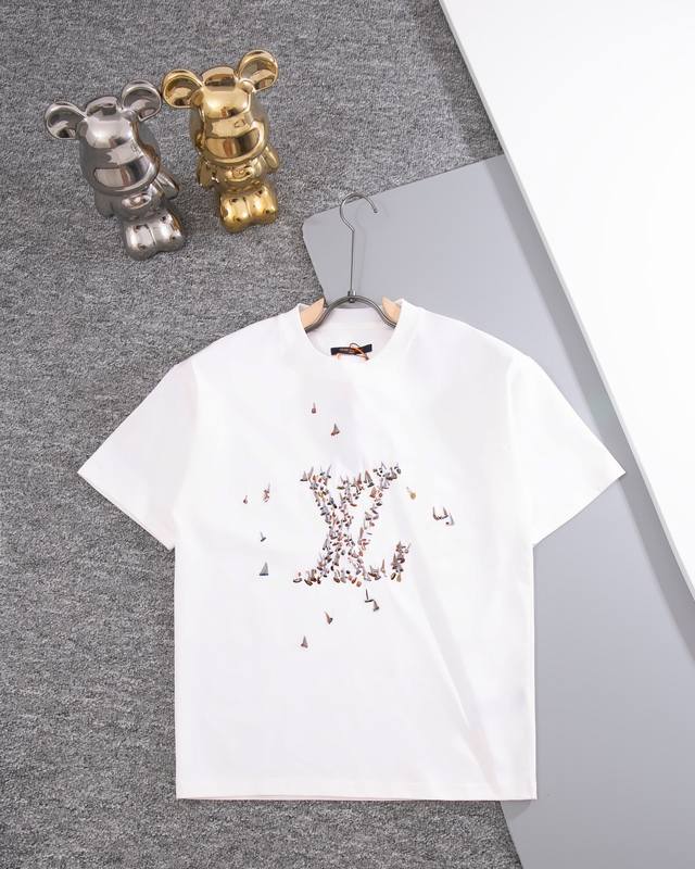 Louisvuitton round neck short-sleeved T-shirt Sailboat LV letter logo. Turtle ba