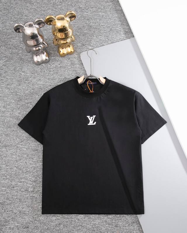 Louisvuitton round neck short-sleeved T-shirt Simple Lv letter Logo American chi