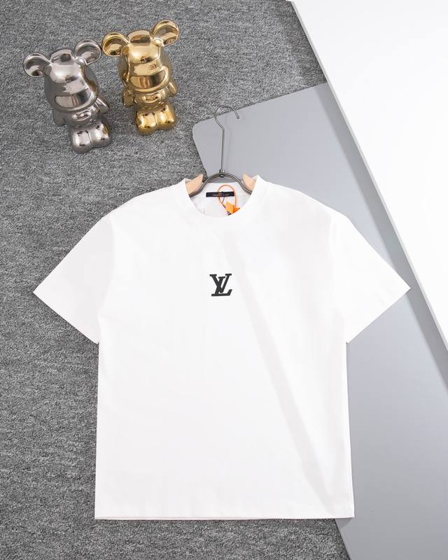 Louisvuitton round neck short-sleeved T-shirt Simple Lv letter Logo American chi