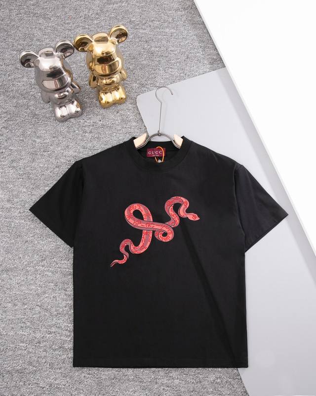 Gucci rhinestone printed embroidered short-sleeved T-shirt Official synchronized