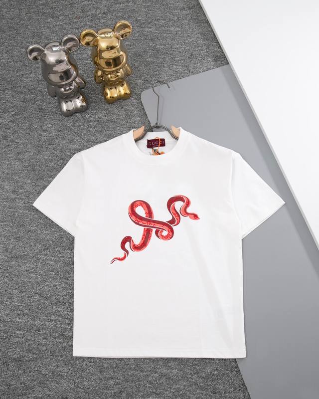 Gucci rhinestone printed embroidered short-sleeved T-shirt Official synchronized