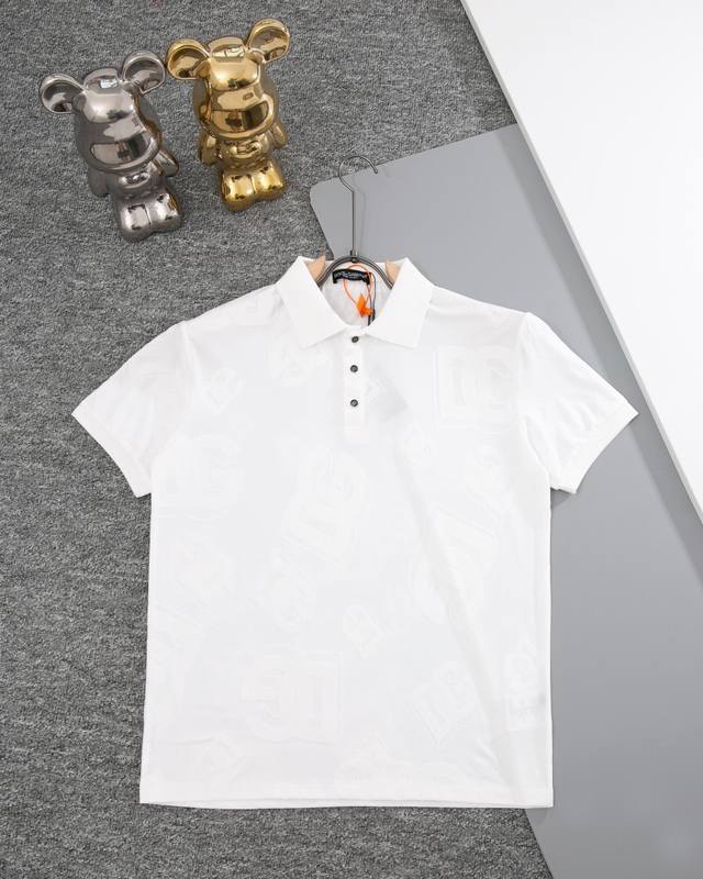 D&G Dolce & Gabbana Polo short sleeves fabric Dg letter jacquard logo official s